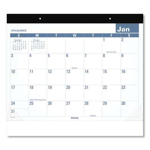 AT-A-GLANCE® Easy-to-Read Monthly Desk Pad, 22 x 17, White/Blue Sheets, Black Binding, Clear Corners, 12-Month (Jan to Dec): 2025 Item: AAGSKLP2432