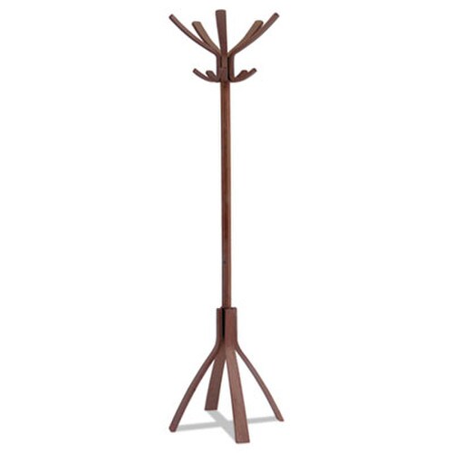 Alba™ Cafe Wood Coat Stand, Ten Peg/Five Hook, 21.67w x 21.67d x 69.33h, Espresso Brown Item: ABAPMCAFE