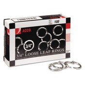 ACCO Metal Book Rings, 0.75" Diameter, 100/Box Item: ACC72201