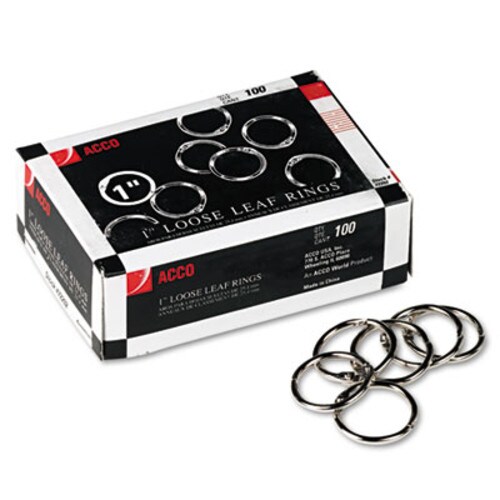 ACCO Metal Book Rings, 1" Diameter, 100/Box Item: ACC72202