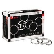 ACCO Metal Book Rings, 1.5" Diameter, 100/Box Item: ACC72204