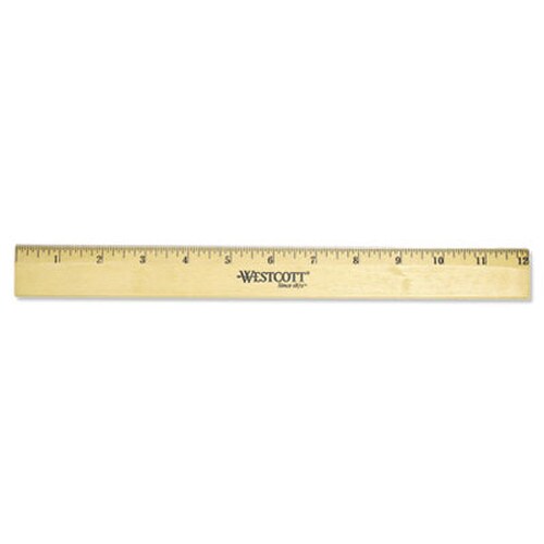 Westcott® Wood Ruler with Single Metal Edge, Standard, 12" Long Item: ACM05011