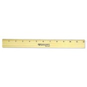 Westcott® Flat Wood Ruler with Two Double Brass Edges, Standard/Metric, 12", Clear Lacquer Finish Item: ACM05221