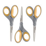 Westcott® Titanium Bonded Scissors, 8" Long, 3.5" Cut Length, Straight Gray/Yellow Handle, 3/Pack Item: ACM17532
