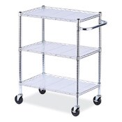 Alera® Three-Shelf Wire Cart with Liners, Metal, 3 Shelves, 600 lb Capacity, 34.21" x 18" x 40", Silver Item: ALESW333018SR