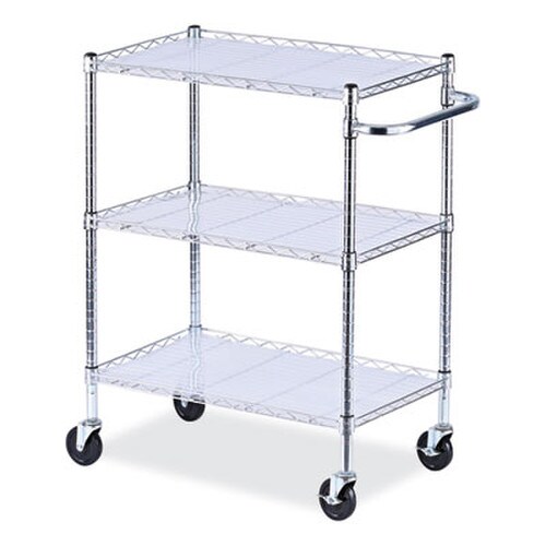 Alera® Three-Shelf Wire Cart with Liners, Metal, 3 Shelves, 600 lb Capacity, 34.21" x 18" x 40", Silver Item: ALESW333018SR
