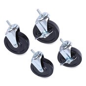 Alera® Optional Casters for Wire Shelving, Grip Ring Type K Stem, 4" Wheel, Black/Silver, 4/Set (2 Locking) Item: ALESW690004