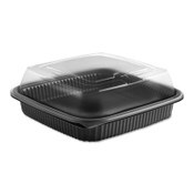 Anchor Packaging Culinary Squares 2-Piece Microwavable Container, Deep Lid, 36 oz, 8.46 x 8.46 x 2.91, Clear/Black, Plastic, 150/Carton Item: ANZ4118515