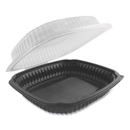 Anchor Packaging Culinary Lites Microwavable Container, 39 oz, 9 x 9 x 3.01, Clear/Black, Plastic, 100/Carton Item: ANZ4699911