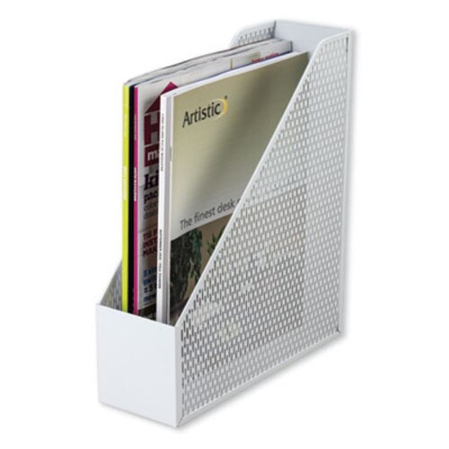 Artistic® Urban Collection Punched Metal Magazine File, 3.5 x 10 x 11.5, White Item: AOPART20004WH
