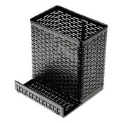 Artistic® Urban Collection Punched Metal Pencil Cup/Cell Phone Stand, Perforated Steel, 3.5 x 3.5, Black Item: AOPART20014