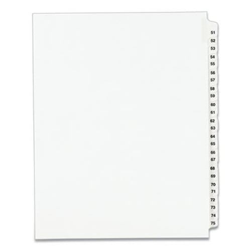 Avery® Preprinted Legal Exhibit Side Tab Index Dividers, Avery Style, 25-Tab, 51 to 75, 11 x 8.5, White, 1 Set, (1332) Item: AVE01332