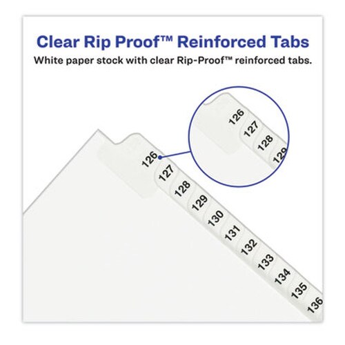 Avery® Preprinted Legal Exhibit Side Tab Index Dividers, Avery Style, 25-Tab, 126 to 150, 11 x 8.5, White, 1 Set, (1335) Item: AVE01335