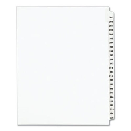 Avery® Preprinted Legal Exhibit Side Tab Index Dividers, Avery Style, 25-Tab, 201 to 225, 11 x 8.5, White, 1 Set, (1338) Item: AVE01338