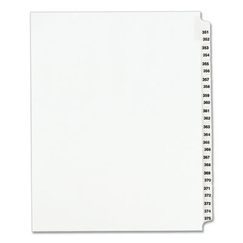 Avery® Preprinted Legal Exhibit Side Tab Index Dividers, Avery Style, 25-Tab, 351 to 375, 11 x 8.5, White, 1 Set, (1344) Item: AVE01344