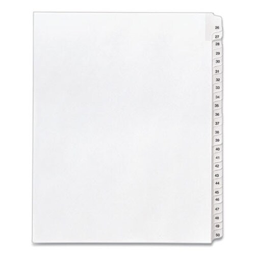 Avery® Preprinted Legal Exhibit Side Tab Index Dividers, Allstate Style, 25-Tab, 26 to 50, 11 x 8.5, White, 1 Set, (1702) Item: AVE01702