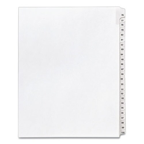 Avery® Preprinted Legal Exhibit Side Tab Index Dividers, Allstate Style, 25-Tab, 76 to 100, 11 x 8.5, White, 1 Set, (1704) Item: AVE01704