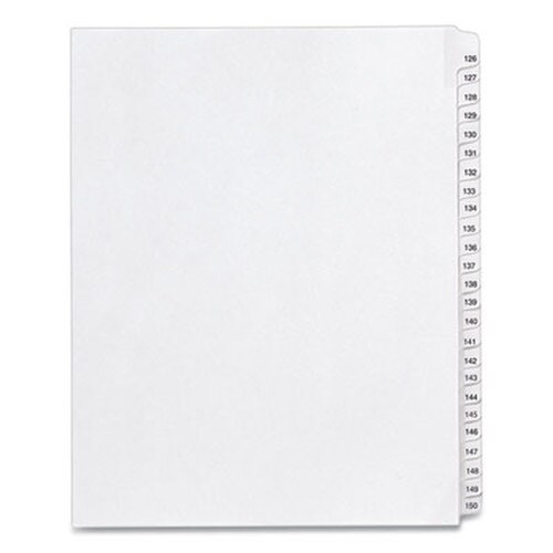 Avery® Preprinted Legal Exhibit Side Tab Index Dividers, Allstate Style, 25-Tab, 126 to 150, 11 x 8.5, White, 1 Set, (1706) Item: AVE01706