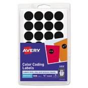 Avery® Handwrite Only Self-Adhesive Removable Round Color-Coding Labels, 0.75" dia, Black, 28/Sheet, 36 Sheets/Pack, (5459) Item: AVE05459