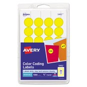 Avery® Printable Self-Adhesive Removable Color-Coding Labels, 0.75" dia, Yellow, 24/Sheet, 42 Sheets/Pack, (5462) Item: AVE05462