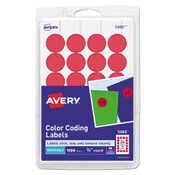 Avery® Printable Self-Adhesive Removable Color-Coding Labels, 0.75" dia, Red, 24/Sheet, 42 Sheets/Pack, (5466) Item: AVE05466