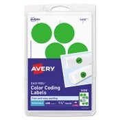 Avery® Printable Self-Adhesive Removable Color-Coding Labels, 1.25" dia, Neon Green, 8/Sheet, 50 Sheets/Pack, (5498) Item: AVE05498