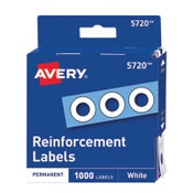 Avery® Dispenser Pack Hole Reinforcements, 0.25" Dia, White, 1,000/Pack, (5720) Item: AVE05720