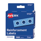 Avery® Dispenser Pack Hole Reinforcements, 0.25" Dia, Clear, 1,000/Pack, (5722) Item: AVE05722