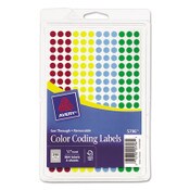 Avery® Handwrite-Only Self-Adhesive "See Through" Removable Round Color Dots, 0.25" dia, Assorted, 216/Sheet, 4 Sheets/Pack, (5796) Item: AVE05796