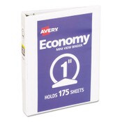 Avery® Economy View Binder with Round Rings , 3 Rings, 1" Capacity, 8.5 x 5.5, White, (5806) Item: AVE05806