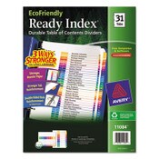 Avery® Customizable Table of Contents Ready Index Dividers with Multicolor Tabs, 31-Tab, 1 to 31, 11 x 8.5, White, 1 Set Item: AVE11084