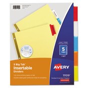 Avery® Insertable Big Tab Dividers, 5-Tab, Double-Sided Gold Edge Reinforcing, 11 x 8.5, Buff, Assorted Tabs, 1 Set Item: AVE11109