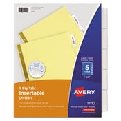 Avery® Insertable Big Tab Dividers, 5-Tab, Double-Sided Gold Edge Reinforcing, 11 x 8.5, Buff, Clear Tabs, 1 Set Item: AVE11110
