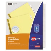 Avery® Insertable Big Tab Dividers, 8-Tab, Double-Sided Gold Edge Reinforcing, 11 x 8.5, Buff, Clear Tabs, 1 Set Item: AVE11112