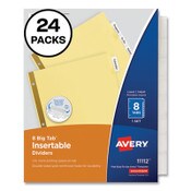 Avery® Insertable Big Tab Dividers, 8-Tab, Double-Sided Gold Edge Reinforcing, 11 x 8.5, Buff, Clear Tabs, 24 Sets Item: AVE11115