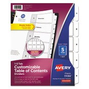 Avery® Customizable TOC Ready Index Black and White Dividers, 5-Tab, 1 to 5, 11 x 8.5, 1 Set Item: AVE11130
