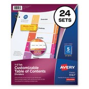 Avery® Customizable TOC Ready Index Multicolor Tab Dividers, Uncollated, 5-Tab, 1 to 5, 11 x 8.5, White, 24 Sets Item: AVE11167