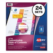 Avery® Customizable TOC Ready Index Multicolor Tab Dividers, Uncollated, 8-Tab, 1 to 8, 11 x 8.5, White, 24 Sets Item: AVE11168