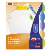 Avery® Insertable Style Edge Tab Plastic Dividers, 5-Tab, 11 x 8.5, Translucent, 1 Set Item: AVE11200