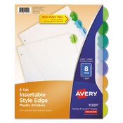 Avery® Insertable Style Edge Tab Plastic Dividers, 8-Tab, 11 x 8.5, Translucent, 1 Set Item: AVE11201