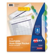Avery® Insertable Style Edge Tab Plastic 1-Pocket Dividers, 8-Tab, 11.25 x 9.25, Translucent, 1 Set Item: AVE11293