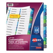 Avery® Customizable TOC Ready Index Double Column Multicolor Tab Dividers, 24-Tab, 1 to 24, 11 x 8.5, White, 1 Set Item: AVE11321