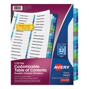 Avery® Customizable TOC Ready Index Double Column Multicolor Tab Dividers, 32-Tab, 1 to 32, 11 x 8.5, White, 1 Set Item: AVE11322