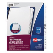 Avery® Preprinted Legal Exhibit Side Tab Index Dividers, Avery Style, 25-Tab, 1 to 25, 11 x 8.5, White, 1 Set Item: AVE11370