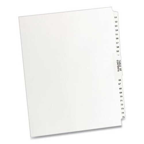 Avery® Preprinted Legal Exhibit Side Tab Index Dividers, Avery Style, 26-Tab, 51 to 75, 11 x 8.5, White, 1 Set Item: AVE11396