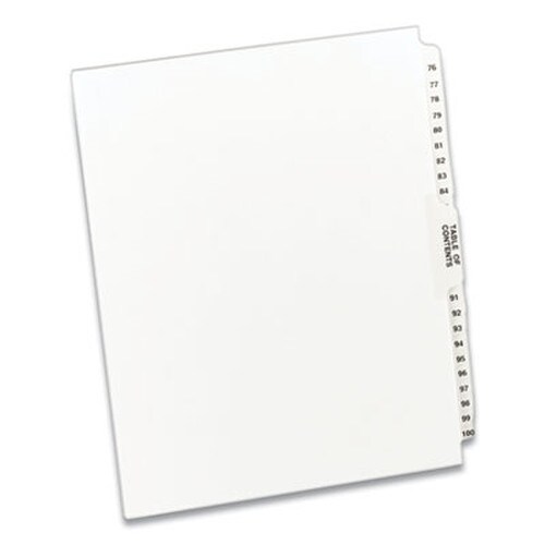 Avery® Preprinted Legal Exhibit Side Tab Index Dividers, Avery Style, 26-Tab, 76 to 100, 11 x 8.5, White, 1 Set Item: AVE11397