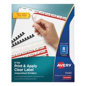 Avery® Print and Apply Index Maker Clear Label Unpunched Dividers, 8-Tab, 11 x 8.5, White, 5 Sets Item: AVE11432