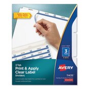 Avery® Print and Apply Index Maker Clear Label Dividers, 3-Tab, White Tabs, 11 x 8.5, White, 5 Sets Item: AVE11435