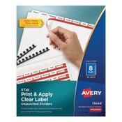 Avery® Print and Apply Index Maker Clear Label Unpunched Dividers, 8-Tab, 11 x 8.5, White, White Tabs, 25 Sets Item: AVE11444