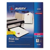Avery® Customizable Print-On Dividers, 3-Hole Punched, 8-Tab, 11 x 8.5, White, 1 Set Item: AVE11528